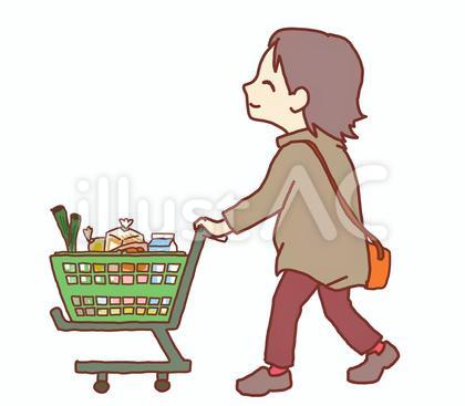 ショッピングカートを押す高齢者,女性