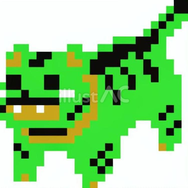 ドット絵の緑の張子の虎です。 ドット絵,張子,虎のイラスト素材