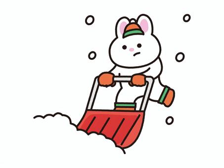 雪かきうさぎ_スノーダンプ うさぎ,動物,雪,冬,冬休み,雪かき,積雪,防寒,防寒着,装飾のイラスト素材