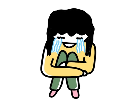 ひざを抱えて泣く女性/悲しい 泣く,悲しい,失敗,ミス,女性,大人,限界,耐える,辛い,挫折のイラスト素材