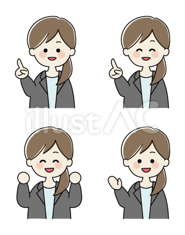 スーツの女性　4種 女性,スーツ,新入社員のイラスト素材