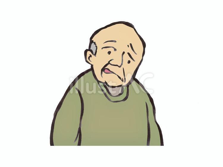 顔の片側がゆがんでいるおじいさん 脳卒中,症状,おじいさんのイラスト素材