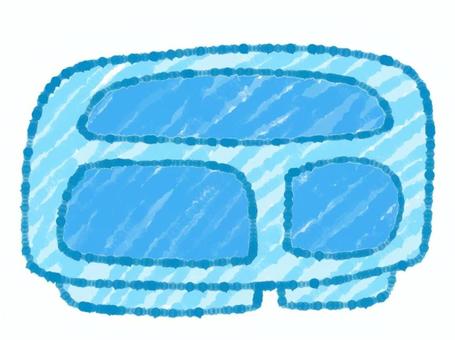 食品トレー トレー,皿,シンプル,手描き,生活,食事,食品,水色,ブルー,仕切りのイラスト素材