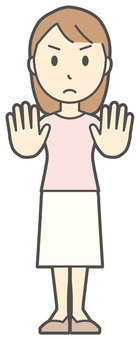  ロングヘア女性-187-全身 ストップ,真剣,女性,女の子,人物,かわいい,一生懸命,考える,止まれ,禁止のイラスト素材