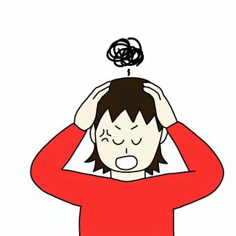 頭を抱えてイライラする女性 女性,人物,シンプル,イライラ,生理前,むかむか,怒る,頭をかかえるのイラスト素材
