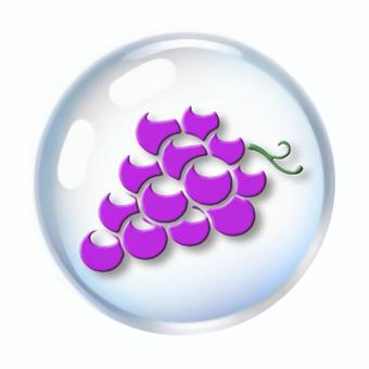 水晶風な球体にぶどうのアイコン素材画像 球体,ブドウ,柄,模様,テクスチャ,デザイン,水晶,ガラス玉,イメージ,アイコンのイラスト素材