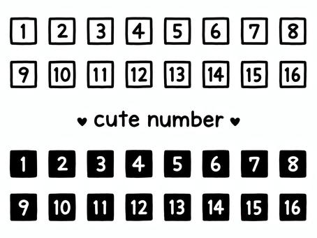 かわいい手描きの数字（四角枠）セット 数字,番号,四角,枠,四角枠,セット,素材,パーツ,シンプル,かわいいのイラスト素材