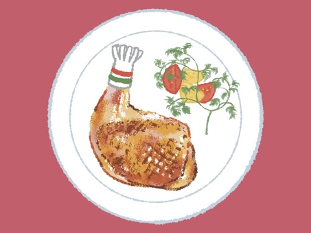 ローストチキン　クリスマス チキン,クリスマス,ローストチキン,ディナー,シンプル,広告,挿絵,手描き,イラスト,フリー素材のイラスト素材