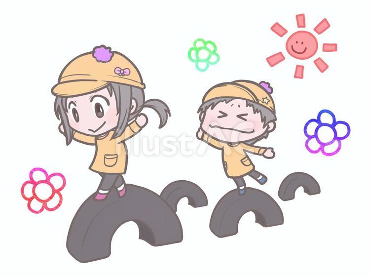公園で遊ぼう1(カラー) 子ども,遊び,遊ぶのイラスト素材