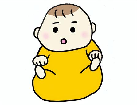 赤ちゃんイラスト　ころころ 赤ちゃん,ベビー,ロンパース,手書き,足,あんよ,仰向けのイラスト素材