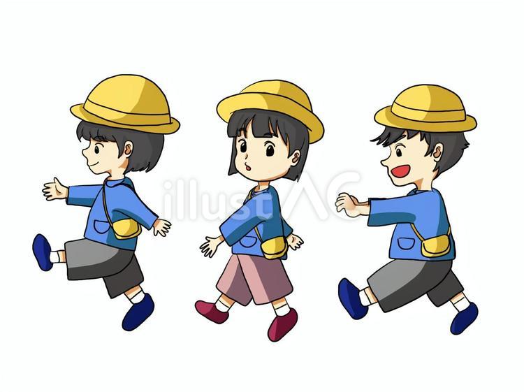 幼稚園児　(背景なしver.) 幼稚園児,園児,子供のイラスト素材