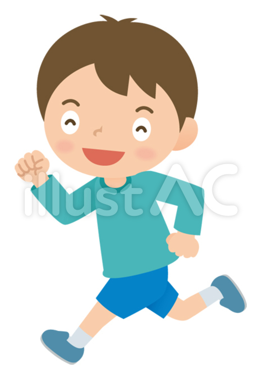 走る小学生の男の子 走る,小学生,男の子のイラスト素材