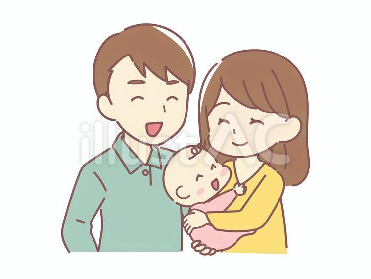 赤ちゃんと夫婦 赤ちゃん,夫婦,若いのイラスト素材