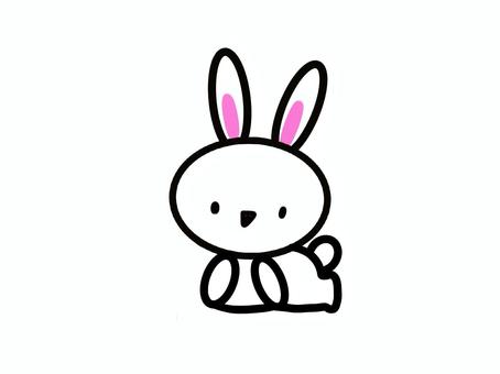 うさぎ（寝転ぶ・単品） うさぎ,寝転ぶ,キャラクター,アイコン,白,シンプルのイラスト素材
