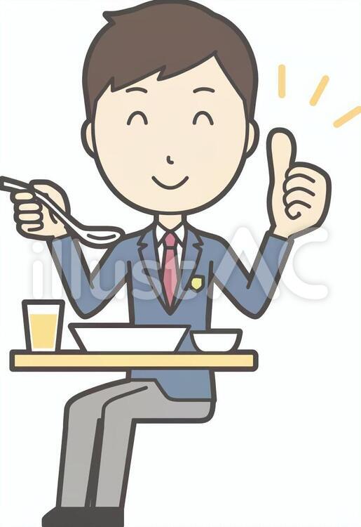  高校生ブレザー男性-029-全身 高校生,人物,食べるのイラスト素材