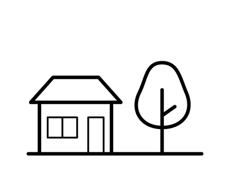 シンプルな住宅のアイコン 家,アイコン,住宅,住まい,住居,木,建物,建築,ベクター,モダンのイラスト素材