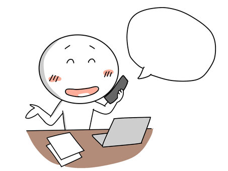 Stick figure and speech bubble: person explaining on the phone, , JPG and PNG