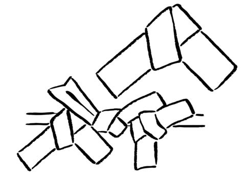 結んだおみくじ2種　墨筆 おみくじ,くじ,結ぶ,運,運試し,大吉,中吉,小吉,吉,末吉のイラスト素材