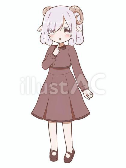 ヒツジの女の子_考える