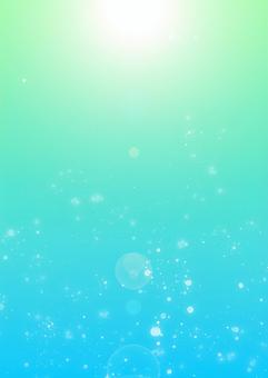 雲ひとつない青空と太陽 青緑系 縦サイズ 青空,青緑,太陽,キラキラ,背景素材,光の粒,空,春,夏,光のイラスト素材