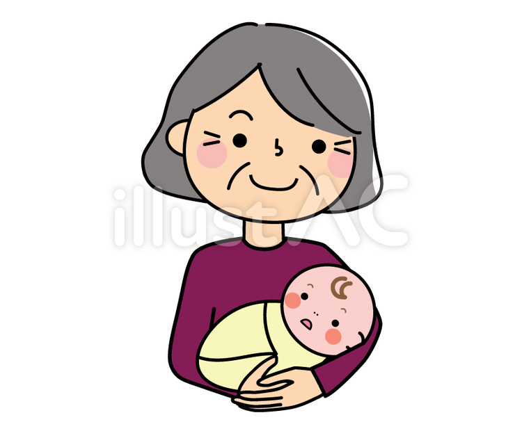 赤ちゃんとおばあちゃあん 赤ちゃん,おばあちゃん,祖母のイラスト素材