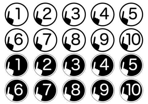 指差し数字_黒 指差し数字_黒 ビジネス,数字,水彩,ポイント,黒,ブラック,指差しのイラスト素材