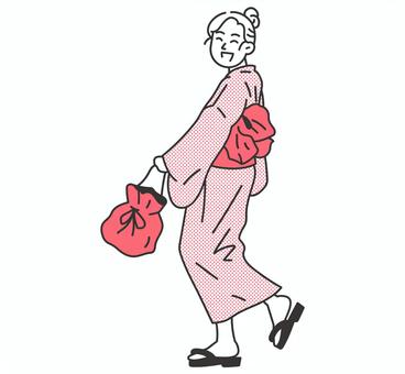 Smiling woman in yukata, , JPG, PNG and AI