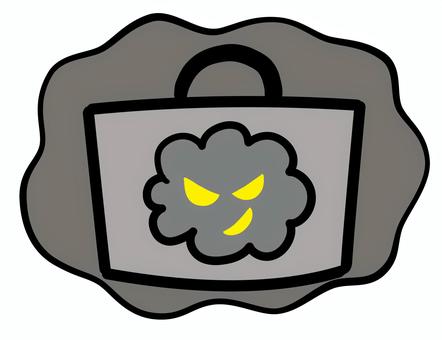 怪しいカバン 怪しいカバン カバン,バッグ,怪しい,不審物,危険物,違法,ニヤリ,悪意,犯罪,証拠品のイラスト素材
