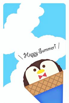 Summer greetings - Penguin ice cream, JPG, PNG and AI Summer greetings - Penguin ice cream, summer greeting card, greeting card, penguin, JPG, PNG and AI