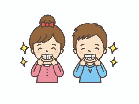 健康な歯の子供 デンタル,歯磨き,歯ブラシ,家族,デンタルケア,虫歯,歯,健康,口腔,予防のイラスト素材
