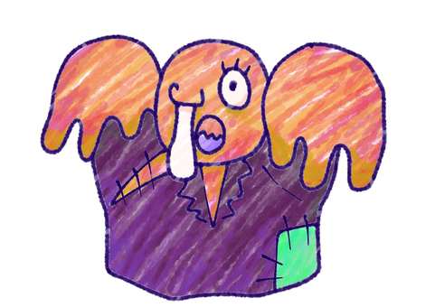 Illustration, zombie, orange, ghost, 