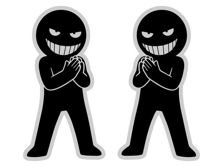 にやけ顔の悪人Ｈ拍手 悪人,にやける,悪,悪役,悪意,嘲笑,あざけ笑い,悪行,いたずら,ずるのイラスト素材