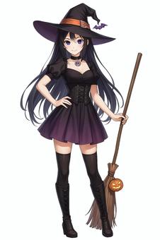 ハロウィンの魔女　全身　透過済