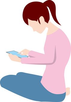 スマホ操作 スマホ,タブレット,操作,ネット,座る,女性,生活,抽象的のイラスト素材