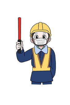 誘導員冬 誘導員,冬服,ヘルメット,安全第一,誘導,交通安全,交通整理のイラスト素材