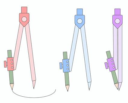 コンパスセット（線あり） コンパス,セット,線あり,えんぴつ,線,文房具,算数,勉強,イラスト,素材のイラスト素材