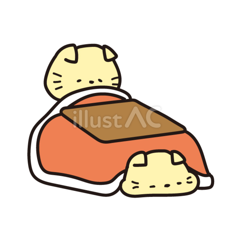 12月動物（猫、コタツ） 12月,動物,猫のイラスト素材