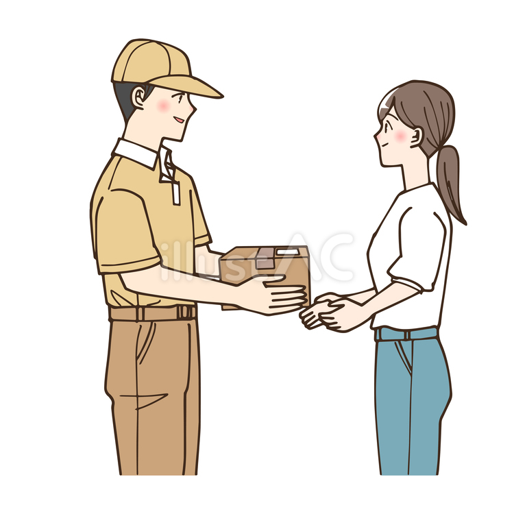 宅配の荷物を受け取る主婦 宅配,荷物,受け取りのイラスト素材