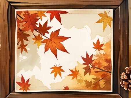 秋の額縁 額縁,額,壁紙,フォーマット,テンプレート,フレーム,枠,秋,もみじ,紅葉のイラスト素材