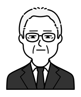 アイコン(ジト目のおじいちゃん5) おじいちゃん,おじいさん,男性,上司,重役,会社員,リクルート,ご老人,高齢者,グレーヘアーのイラスト素材