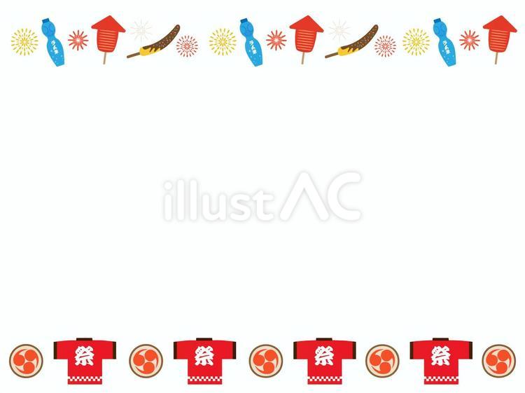 夏の素材　夏祭りのチラシに使える枠　9 夏,夏休み,夏祭りのイラスト素材
