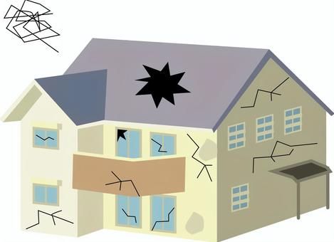 空き家　 空き家,古い,劣化,ヒビ,一軒家,屋根,窓,建物,建築,洋風のイラスト素材