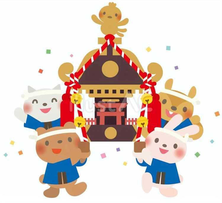 わっしょい！ 山車,神輿,祭のイラスト素材