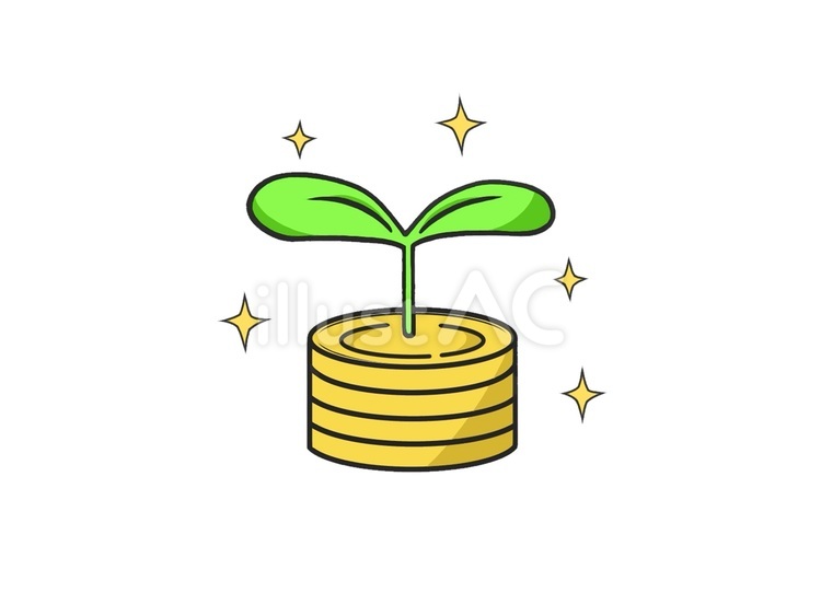 お金(マネー)を育てるイメージのアイコン お金,マネー,新芽のイラスト素材