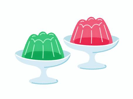 ゼリー ゼリー,緑,赤,デザート,スイーツ,甘い,ゼラチン,手描きのイラスト素材
