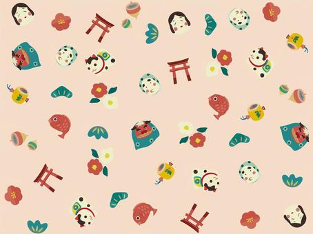 可愛い正月小物のパターン柄1 可愛い正月小物のパターン柄1 正月,パターン,柄,背景,お正月,かわいい,テクスチャー,模様,年賀状,年賀ハガキのイラスト素材