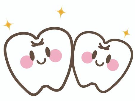 歯のキャラクター 歯,歯医者,歯科,にこにこ,かわいい,双子,マスコット,きらきら,キャラクター,医療のイラスト素材