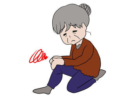 ヒザが痛いおばあちゃん ヒザ,痛い,おばあちゃん,高齢者,全身のイラスト素材