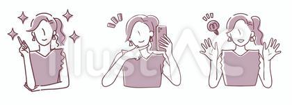 シンプルガーリーな女の子のイラストセット
