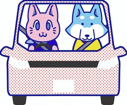 插圖 Inuneko Drive 02, JPG, PNG 和 AI 插圖 Inuneko Drive 02, 汽車, 車輛, 可愛的, JPG, PNG 和 AI